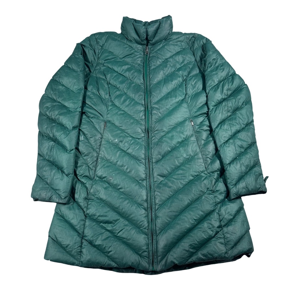Patagonia Fiona Down Parka Women S Green Chevron Quilted Puffer Jacket Coat